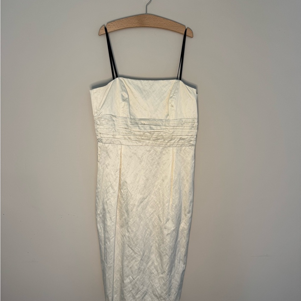 Laundry By Shelli Segal White Sheath Cocktail Dress with Spaghetti Straps